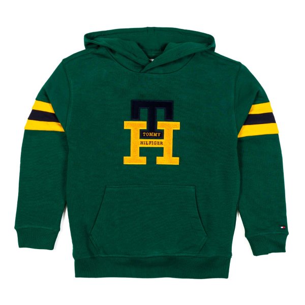 Tommy Hilfiger - DARK GREEN HOODIE WITH TH TERRY LOGO