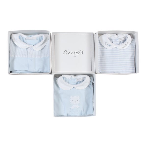 Coccode' - GIFT SET OF 3 LIGHT BLUE ROMPERS FOR BABY BOY