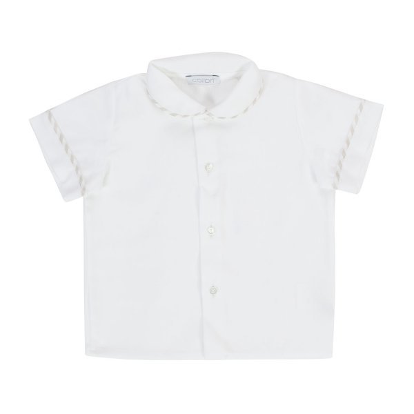 Colibri - WHITE SHIRT WITH BEIGE STRIPED EDGES FOR BABIES