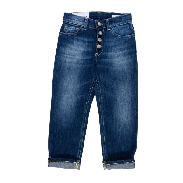 Dondup - DARK BLUE JEANS WITH BUTTONS FOR LITTLE GIRLS AND TEENS