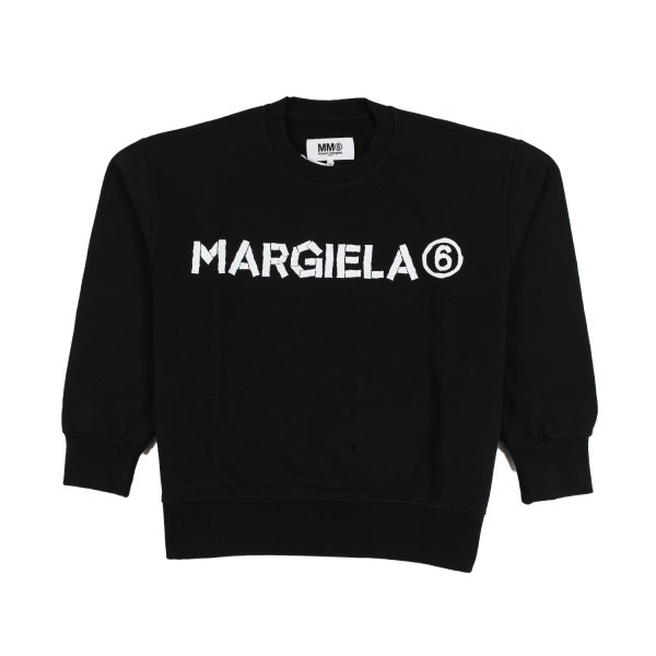 Mm6 Maison Margiela - Felpa MM6 nera con logo bianco Bambina e Ragazza