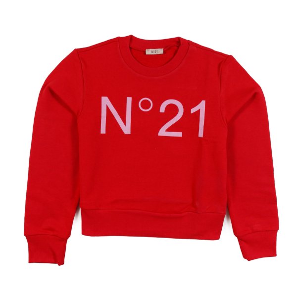 N° 21 - Red cropped sweatshirt with pink N21 logo
