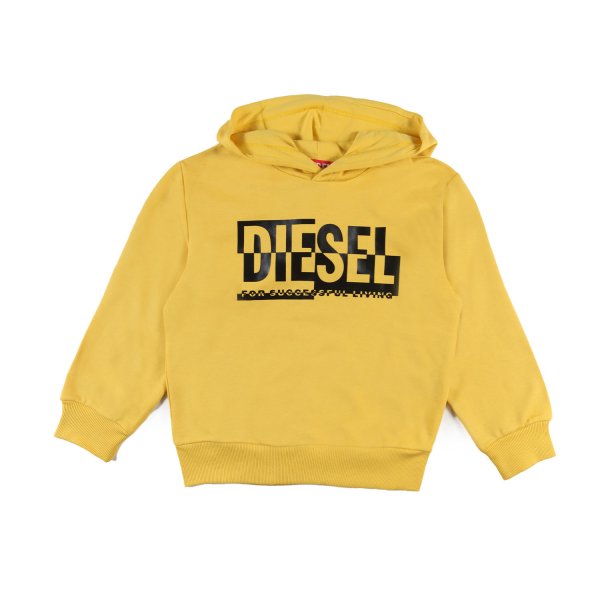 Diesel - Felpa hoodie Spen gialla con logo nero