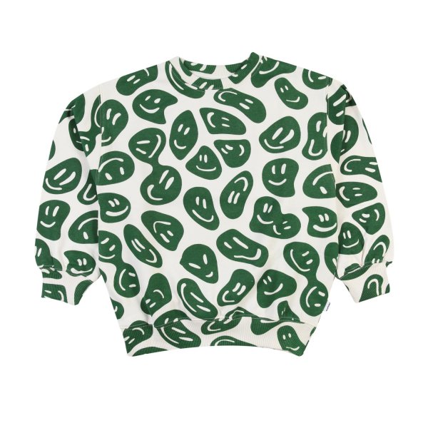 Molo - Monti unisex cream sweatshirt with green Smileys