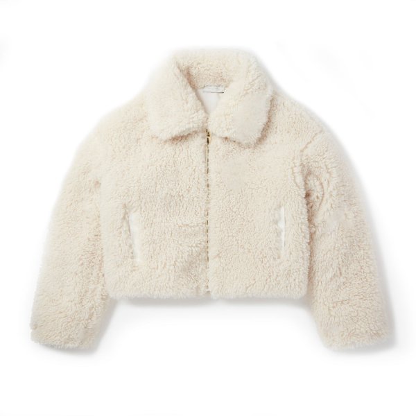 Stella Mccartney - Short cream Borg jacket for girls and teens