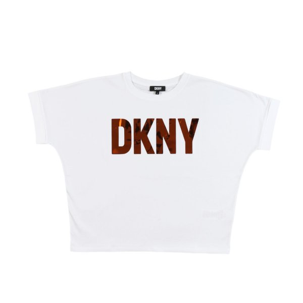 Dkny - White T-shirt with copper laminated DKNY logo