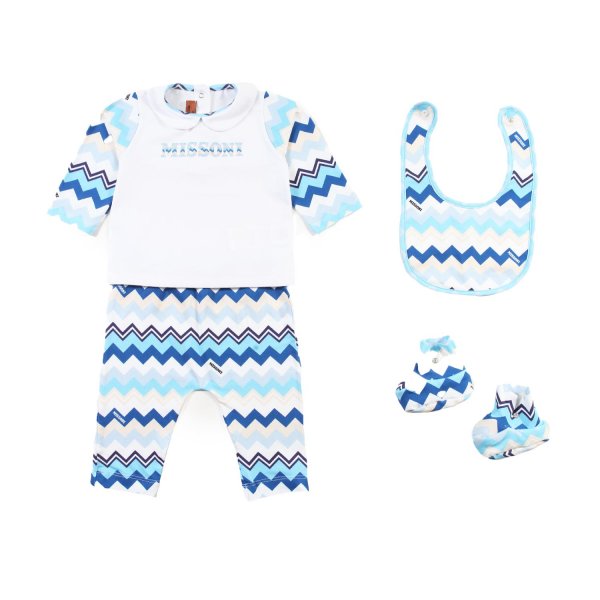 Missoni - Completino ZigZag Missoni bianco e blu neonato