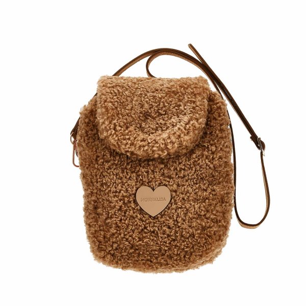 Monnalisa - Beige Monnalisa plush handbag with shoulder strap