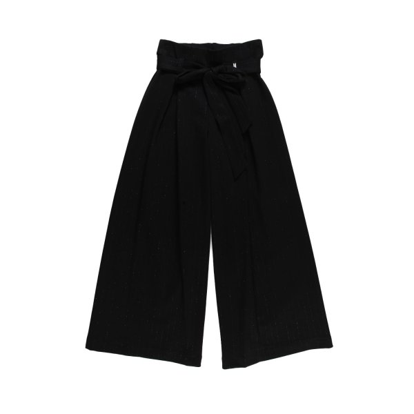 Monnalisa - Monnalisa Black Pinstripe Lurex Trousers