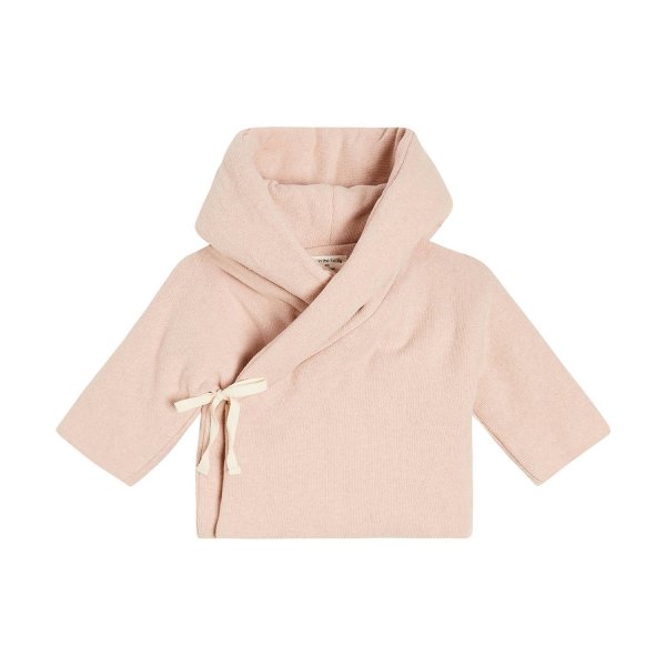 One More In The Family - More nude pink interlock coat for baby Girls