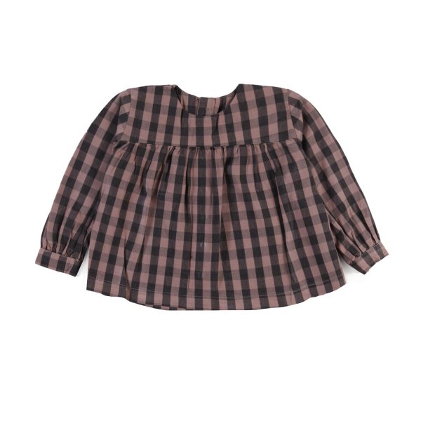 One More In The Family - Mauve pink checked Tessa blouse shirt for baby Girls