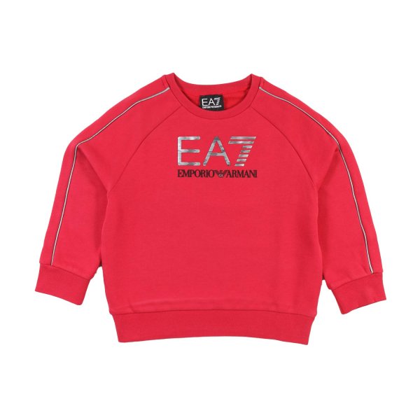 Ea7 - Felpa rossa con logo EA7 argento e nero