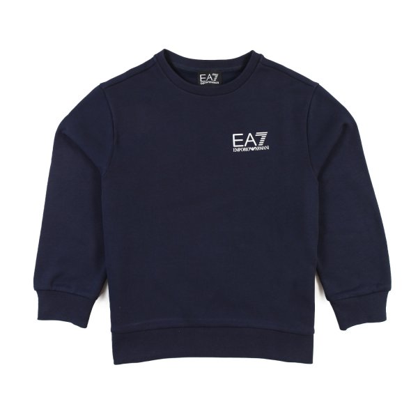 Ea7 - Felpa blu con mini logo gommato EA7 bianco