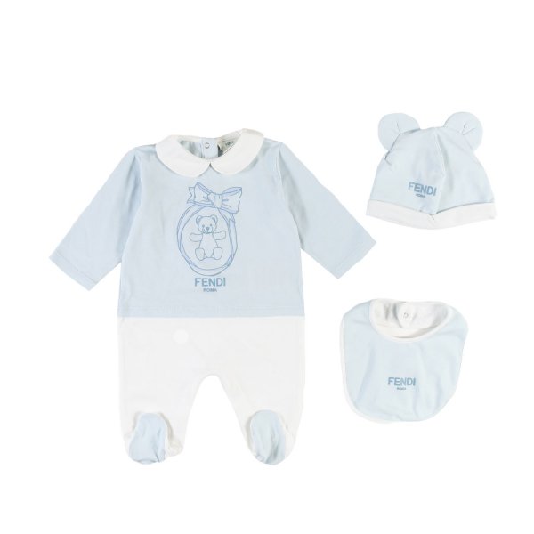 Fendi - Fendi light blue and cream romper set for newborn