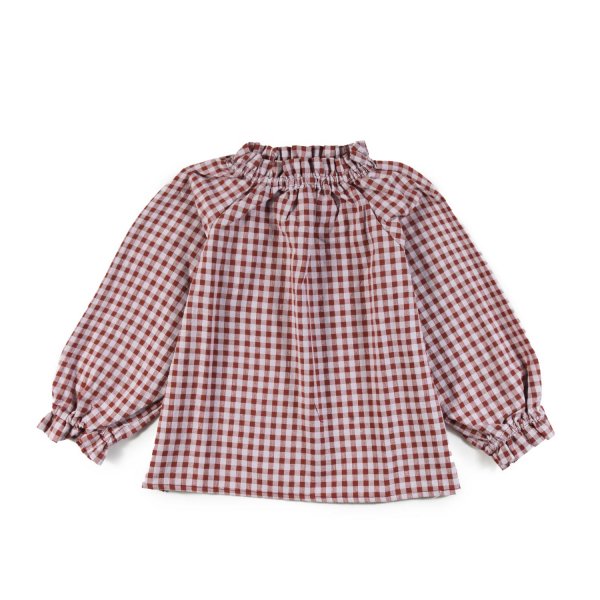 Babe & Tess - Babe and Tess pink and brick gingham blouse for girls
