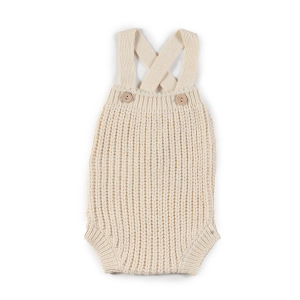 One More In The Family - Lotte cream ecru dungarees romper for baby girls