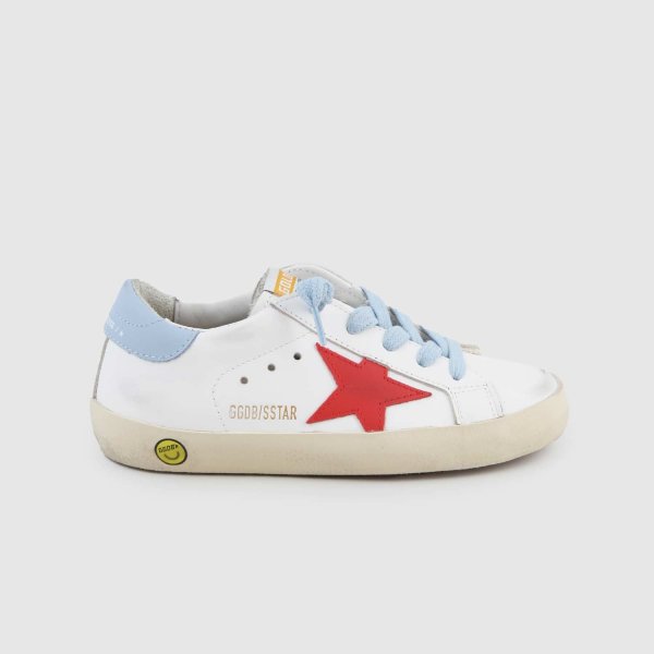 Golden Goose - White, Red and Light Blue Super Star Sneaker for Children