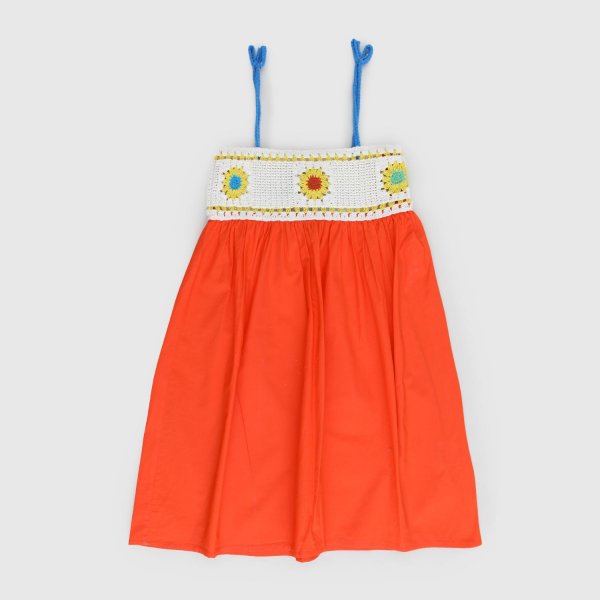 Stella Mccartney - Orange Dress With Crochet Top