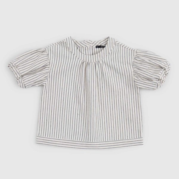 Aventiquattrore - Beige Blue Striped T-Shirt for Baby Girls
