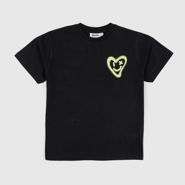 Molo - Unisex Black Short Sleeved Shirt With Heart