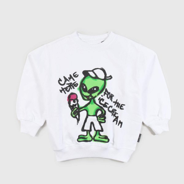 Molo - White Sweatshirt With Alien Print For Boy
