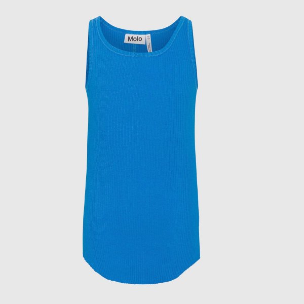 Molo - Blue Ribbed Sleeveless T-Shirt