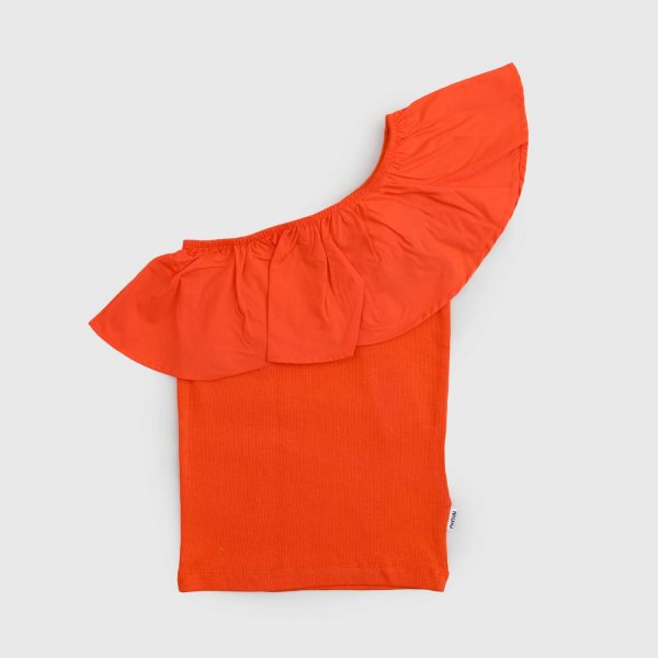Molo - Girl's Orange One-Shoulder T-Shirt