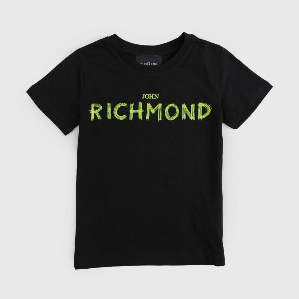 John Richmond - T-shirt Black con logo Verde
