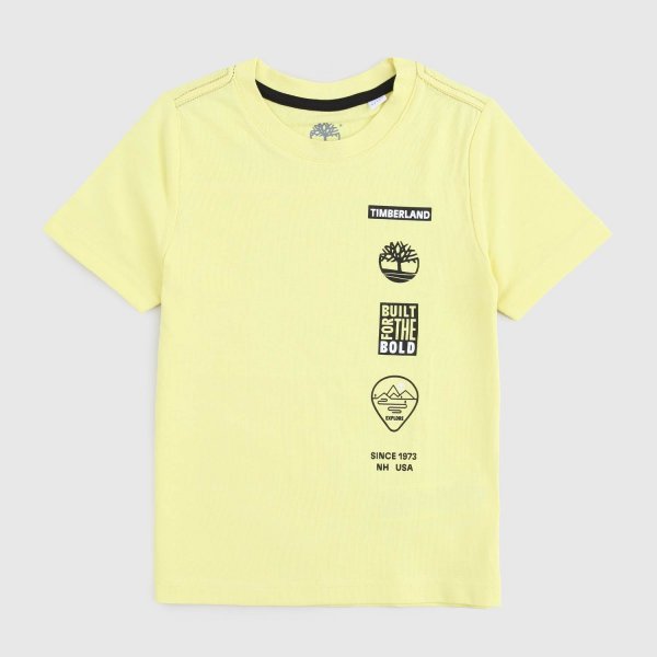 Timberland - t-shirt gialla con stampe nere bambino e ragazzo
