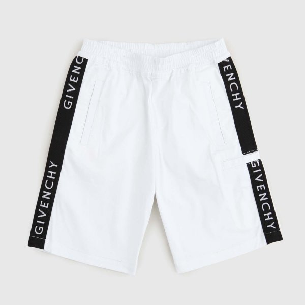 Givenchy - White Bermuda Shorts with Black Bands for Boy