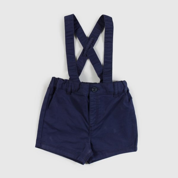 Petit Bateau - Shorts con bretelle blu bambino