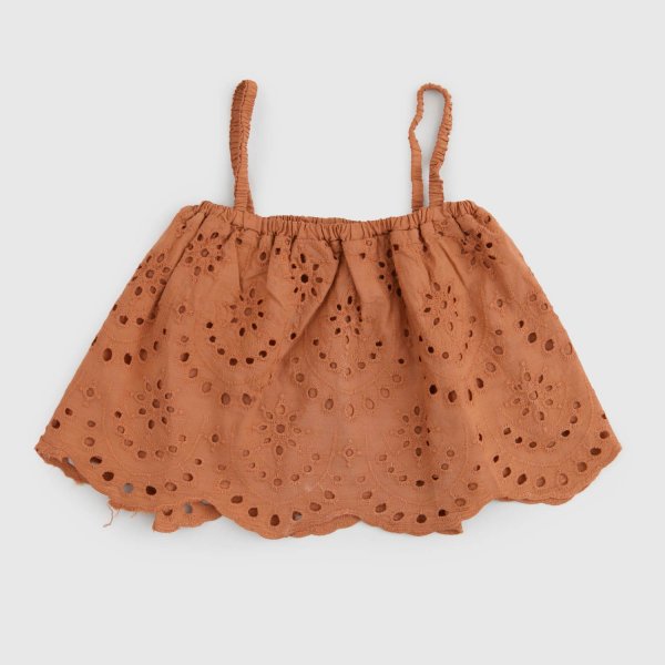Babe & Tess - Brown Top With Embroidery For Girls