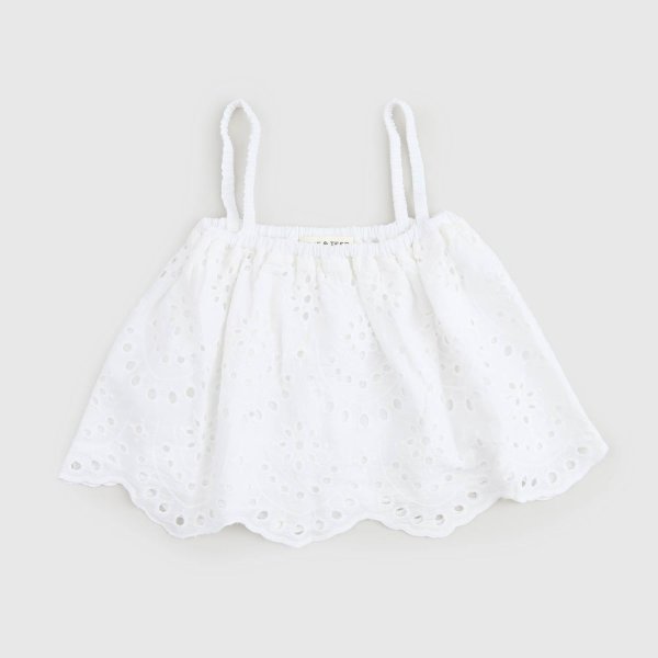 Babe & Tess - White Top With Embroidery For Girls