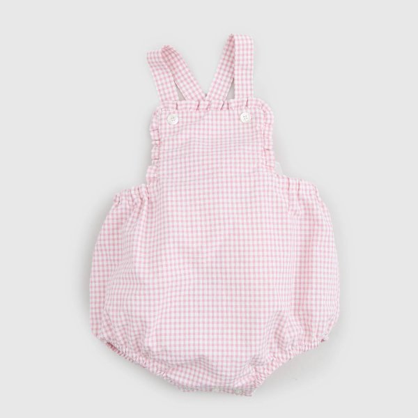 Babe & Tess - Baby Girl Pink And White Checked Romper