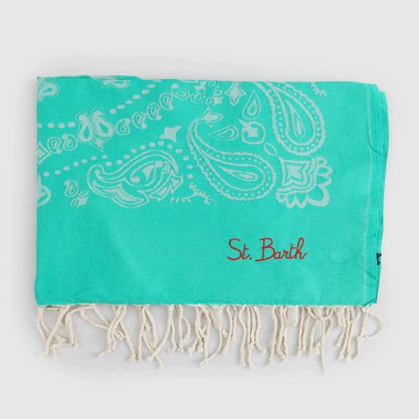 Mc2 Saint Barth - Green Fouta Towel With Embroidery