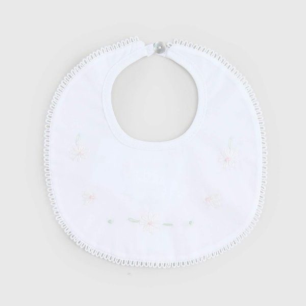 Coccode' - White Bib with Flower Embroidery