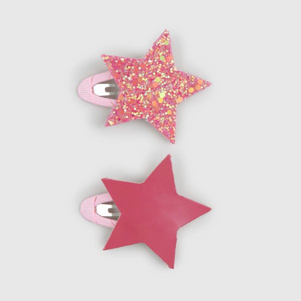 Illytrilly - Pink hair clip with stars and glitter for girls