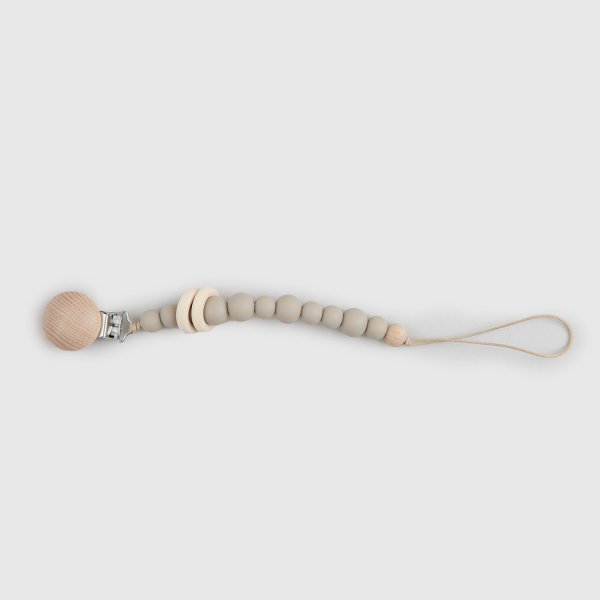Illytrilly - Beige Pacifier Holder With Silicone Beads